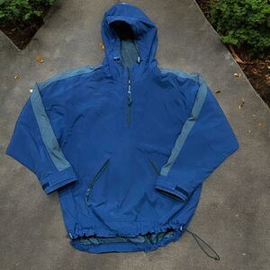 GAP Vintage Y2K Pullover 1/4 Zip Navy Blue Gray Nylon Jacket Men's Size Large